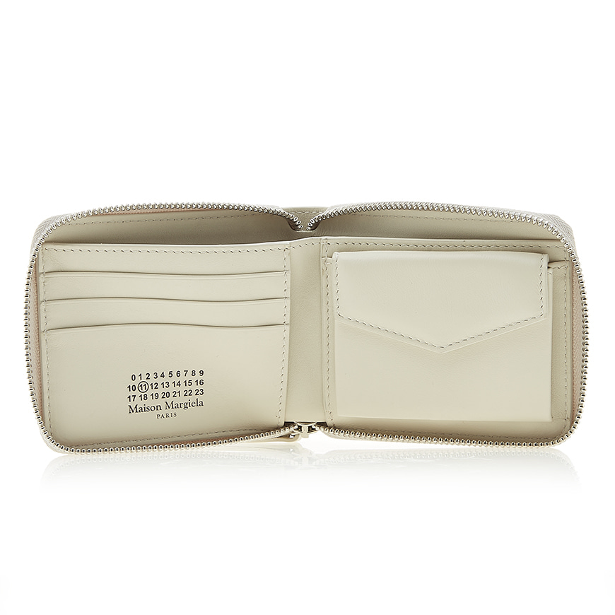 stitch zip-around bi-fold wallet
