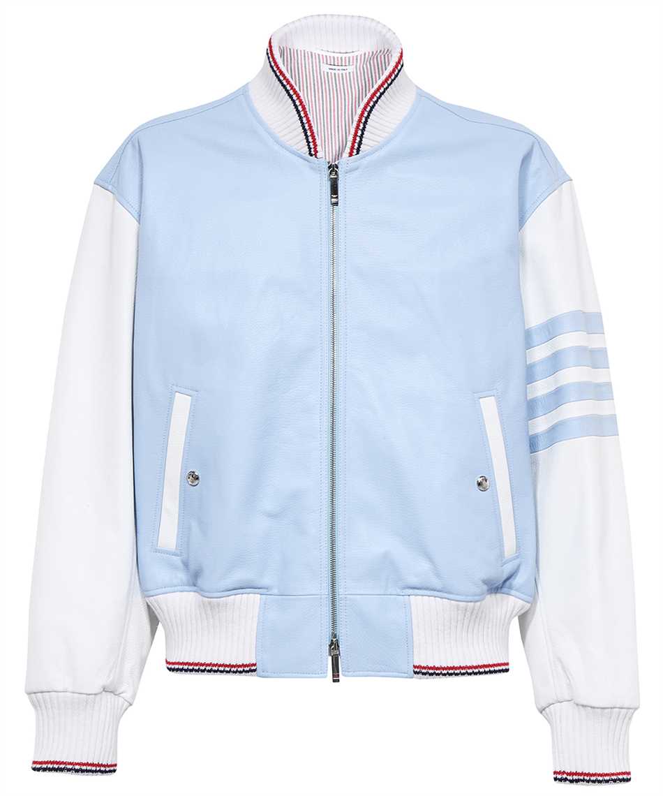 Diagonal Armband Leather Bomber Jacket