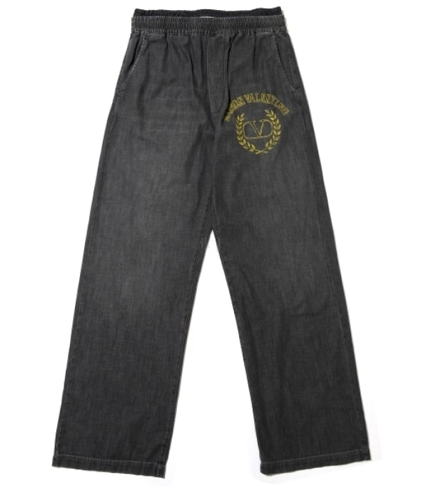 MAISON VALENTINO LOGO PRINTED DENIM PANTS