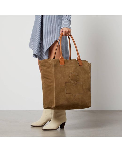 Isabel marant Small Yanky Suede Logo Tote Bag brown
