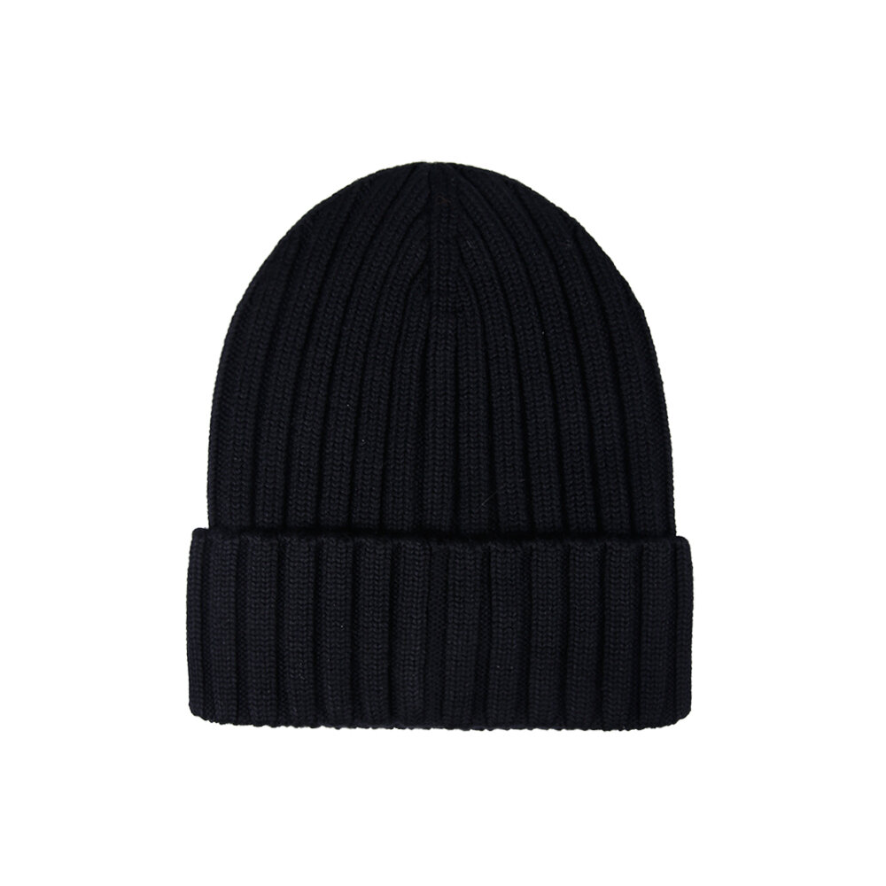 logo patch wool beanie black