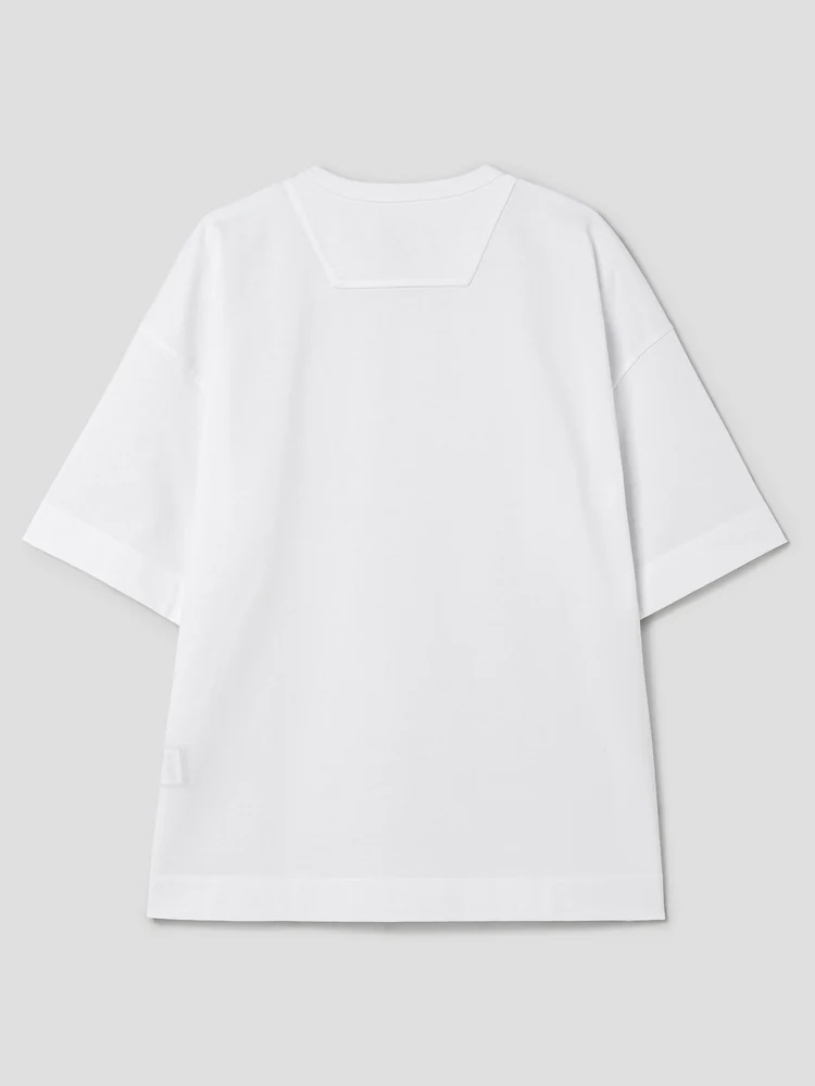 Cotton Plain Semi-Overfit T-Shirt - White