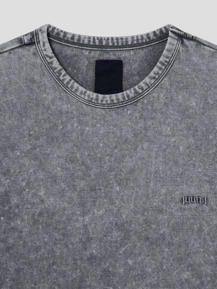 Cotton Garment Dying Semi Overfit Short Sleeve T-Shirt - Gray