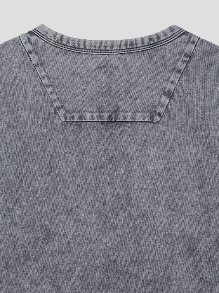 Cotton Garment Dying Semi Overfit Short Sleeve T-Shirt - Gray