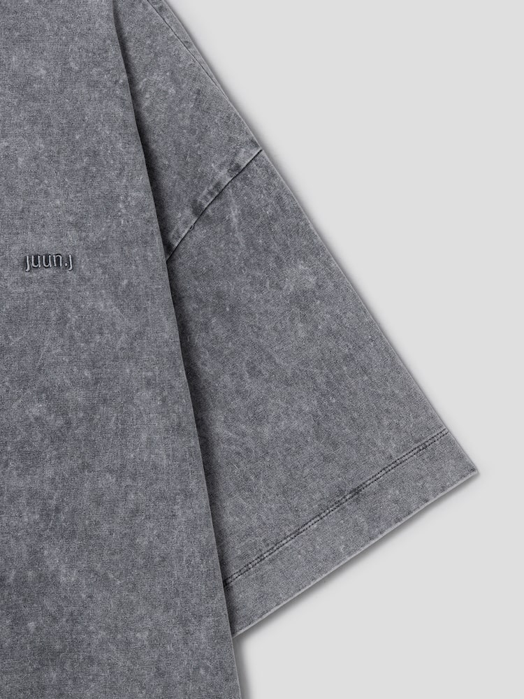 Cotton Garment Dying Semi Overfit Short Sleeve T-Shirt - Gray