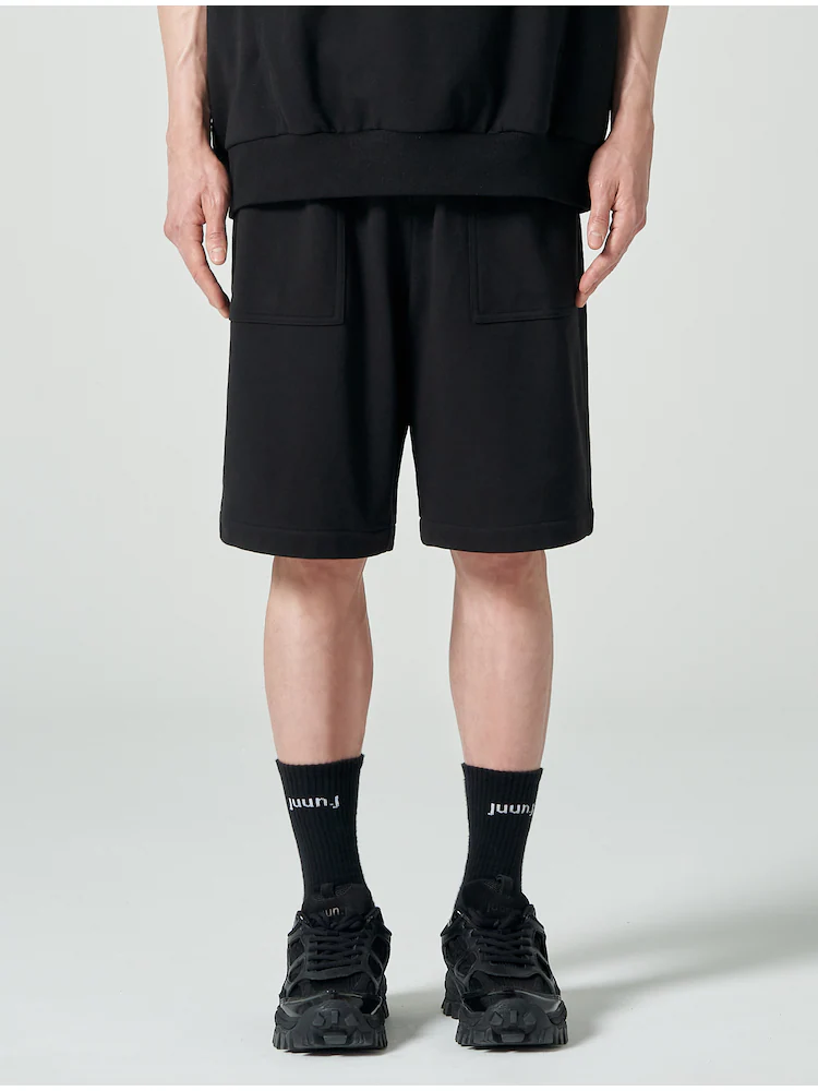 Cotton Wide Shorts - Black