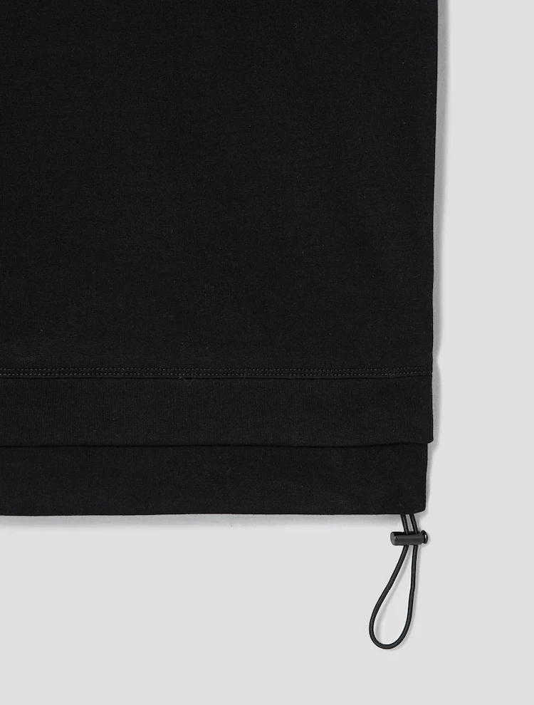 Cotton String Detail Layered T-Shirt - Black