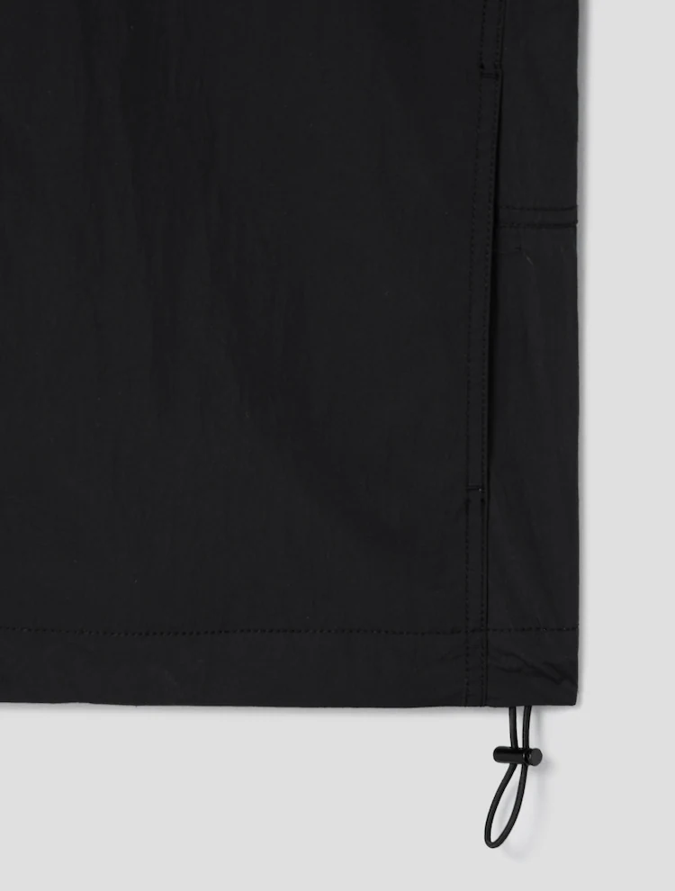 [Celeb Wear] Raglan Zip-up Short Sleeve Shirt - Black