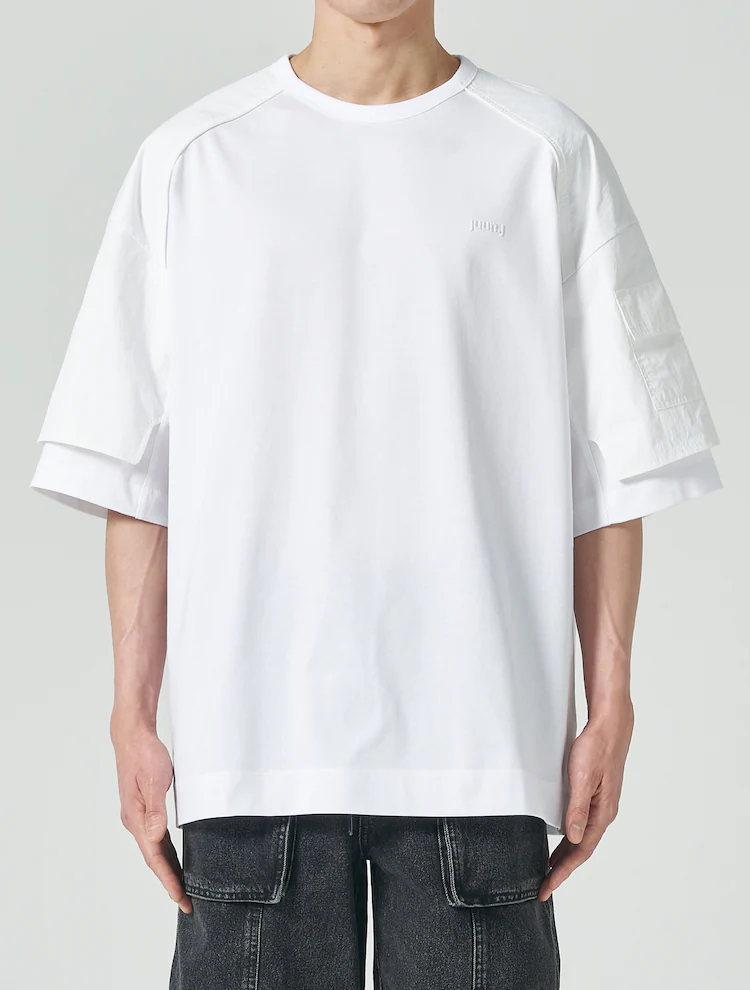 Layered Detail Short Sleeve T-Shirt - White