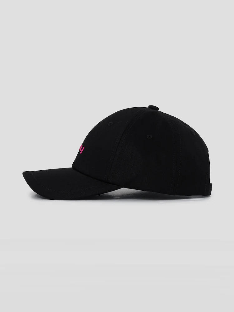 JUUN.J Mini Embroidery Ball Cap - Black (Pink Embroidery)
