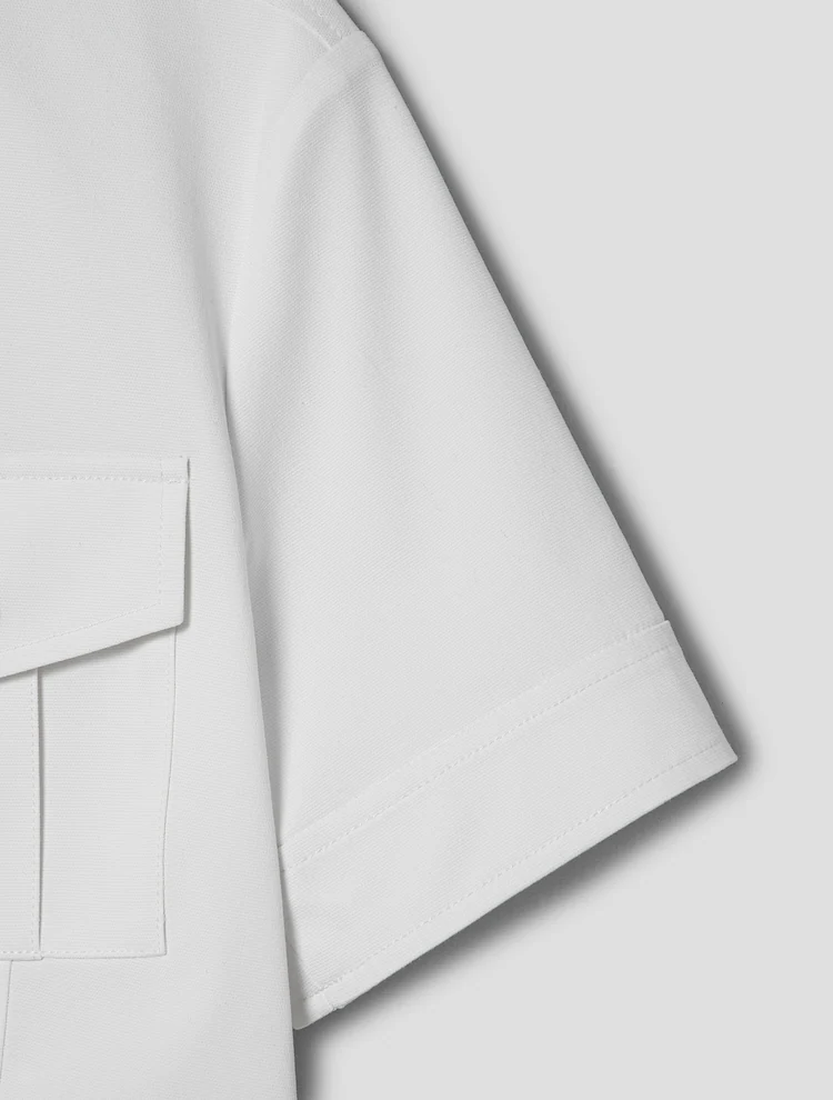 [Celeb Wear] Two Pocket Cropped Short Sleeve Shirt - Ivory