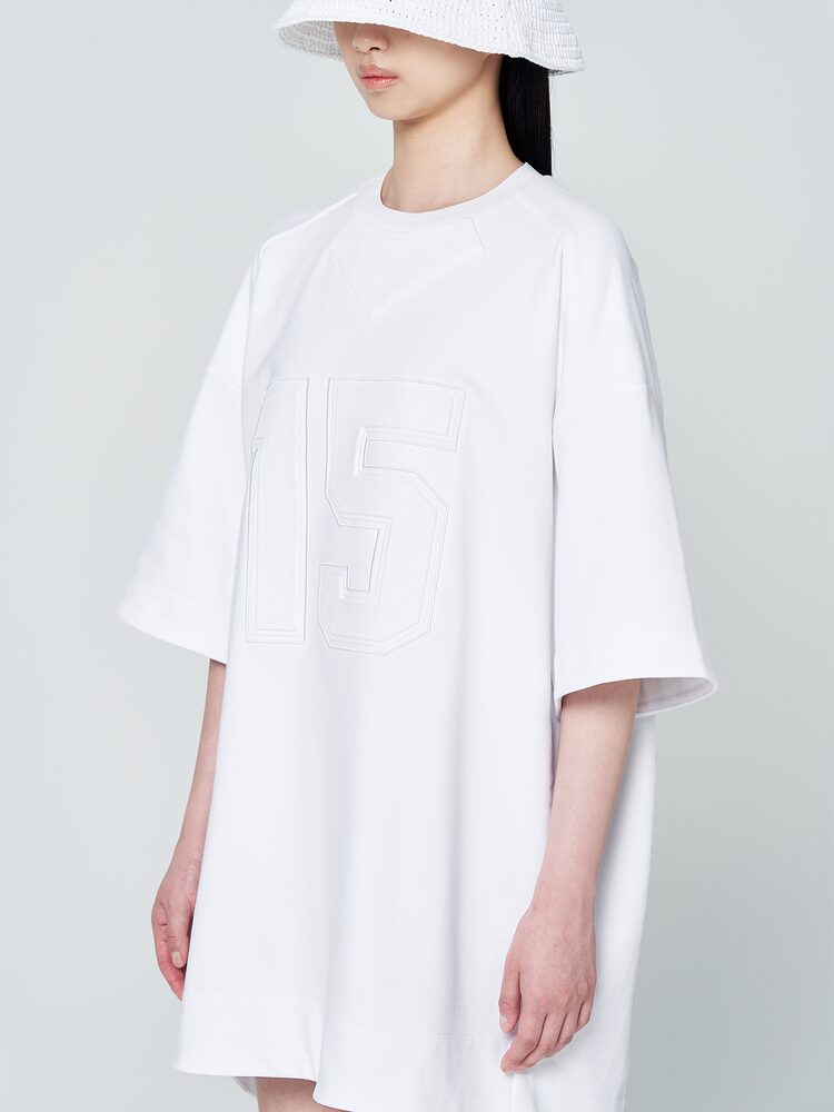 Half Sleeve Jersey Dress - White