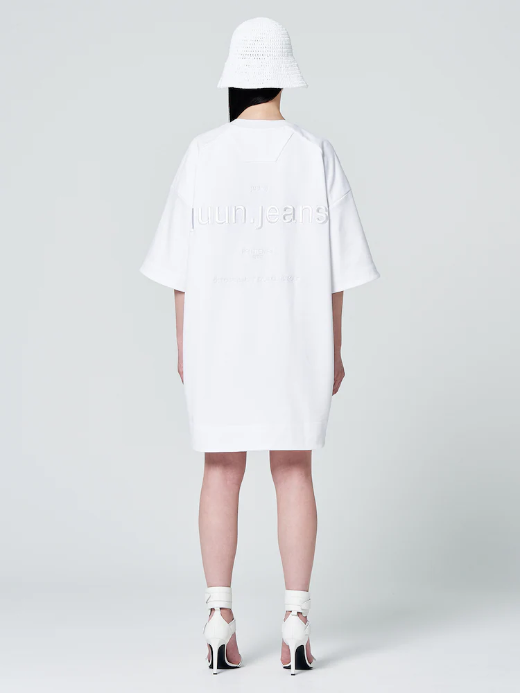 Half Sleeve Jersey Dress - White