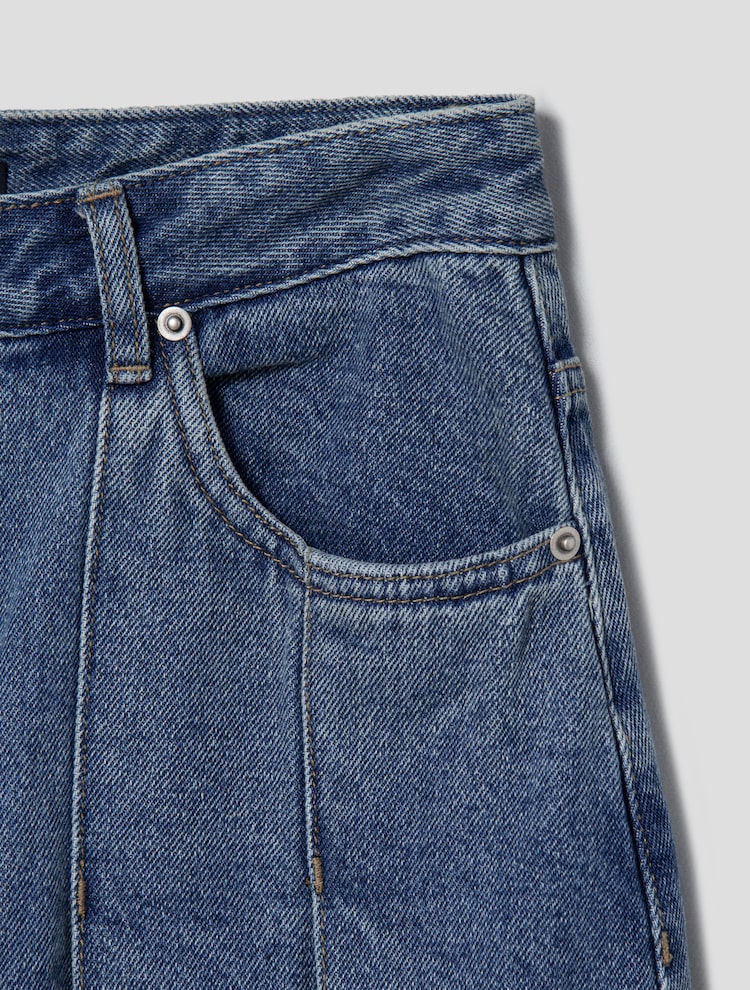 Denim Pleated Shorts - Sky Blue