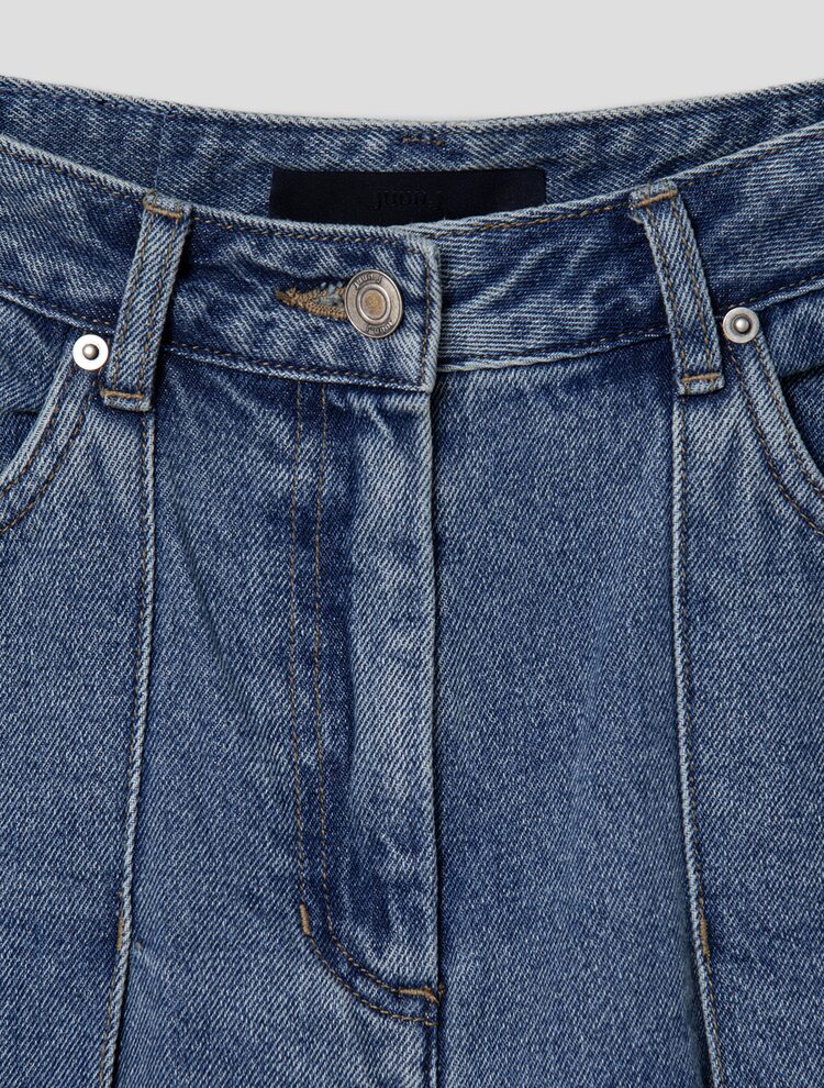 Denim Pleated Shorts - Sky Blue