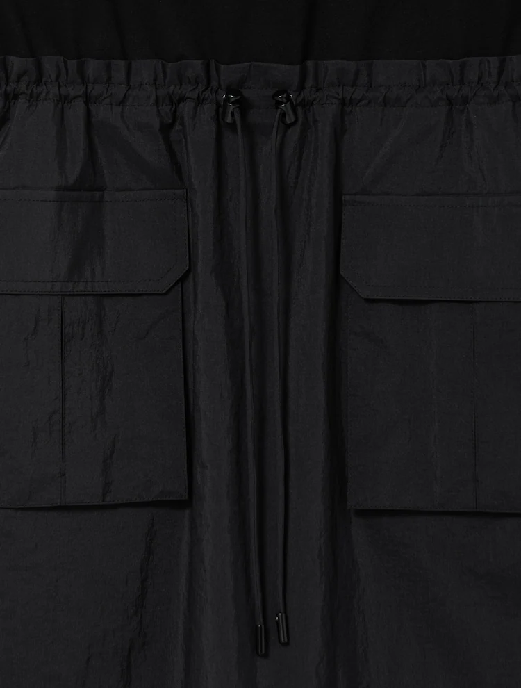 Jersey Contrast Mini Anorak Dress - Black