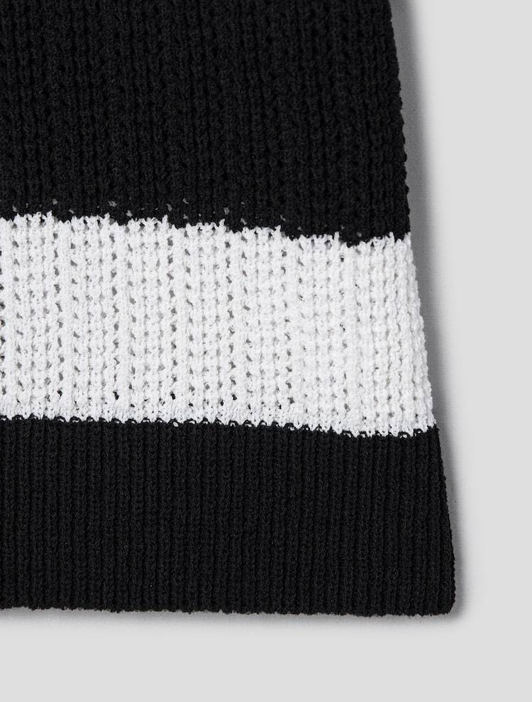 Poly Blend Stripe Thierry Pullover - Black Stripe