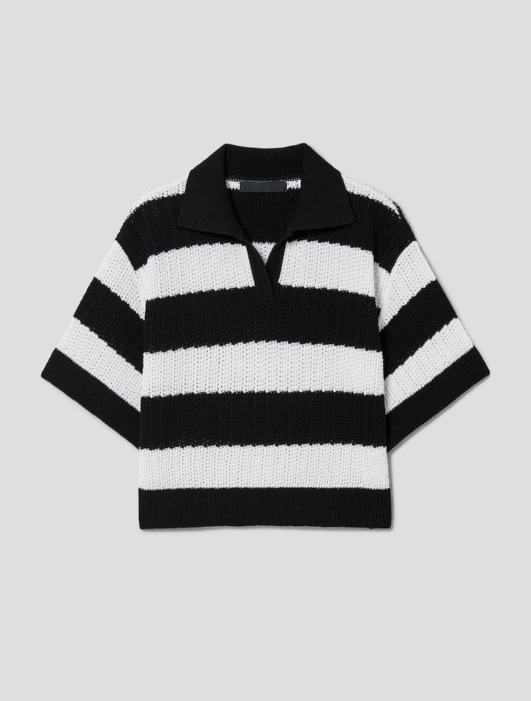 Poly Blend Stripe Thierry Pullover - Black Stripe