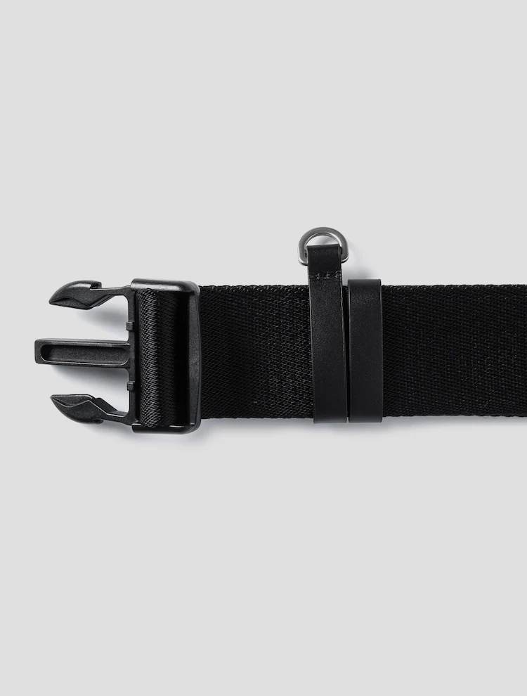 JUUN.JEANS Logo Jacquard Webbing Belt - Black