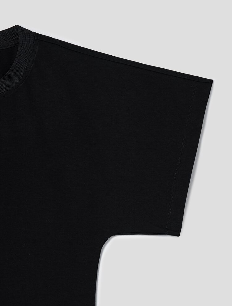 Wide Sleeve Crop Short Sleeve T-Shirt - Black