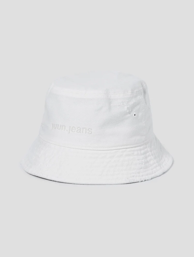 JUUN.JEANS Logo Denim Bucket Hat - White