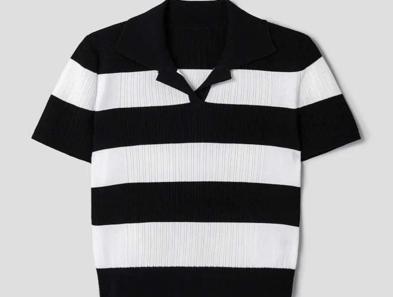 Rayon Blend Half Sleeve Pullover - Black Stripe