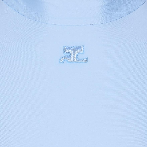 logo embroidered high neck crop top