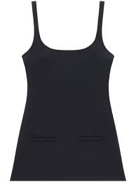 TWILL SUSPENDERS TRAPEZE DRESS