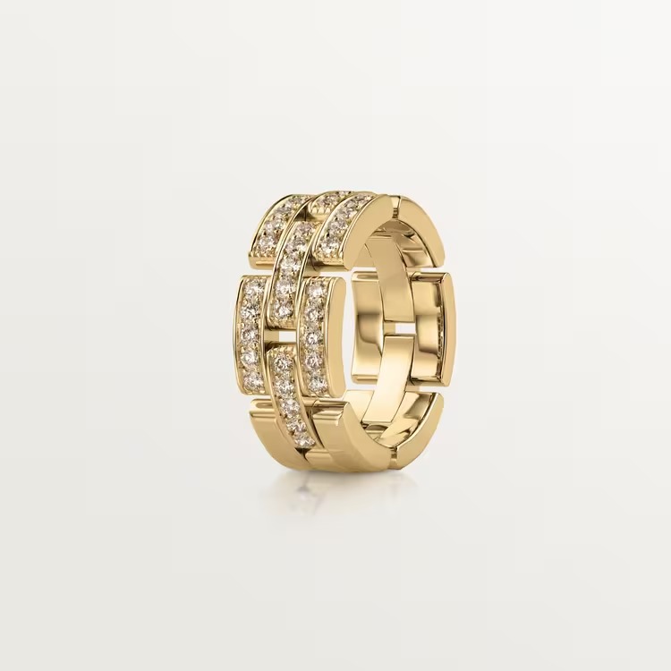 MY YONG'S PANTHER RING, SET WITH 3 ROWS OF HALF DIAMONDS PAVÉ