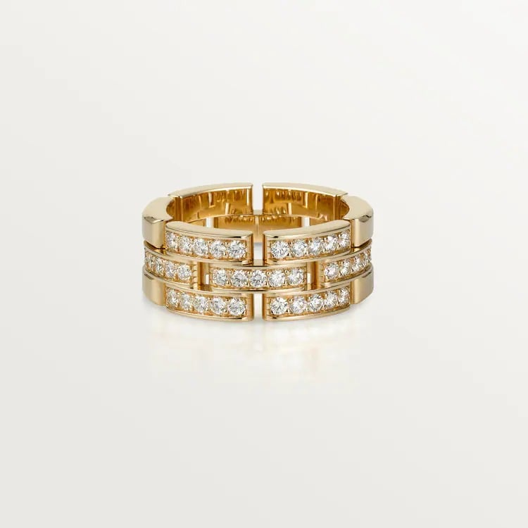 PANDA RING FOR MAY, SET WITH 3-ROW HALF-DIAMOND PAVÉ