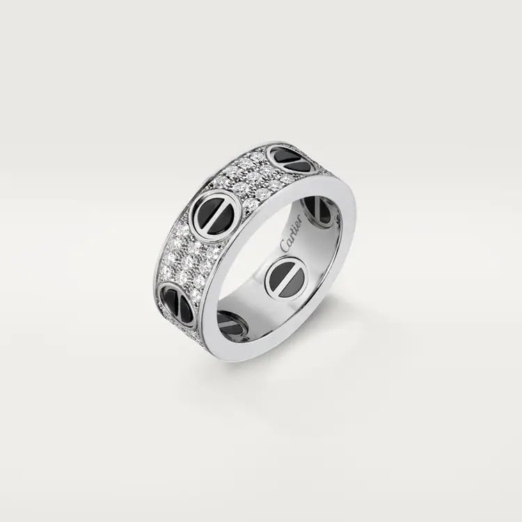 LOVE RING, SET WITH DIAMOND PAVÉ, CERAMIC