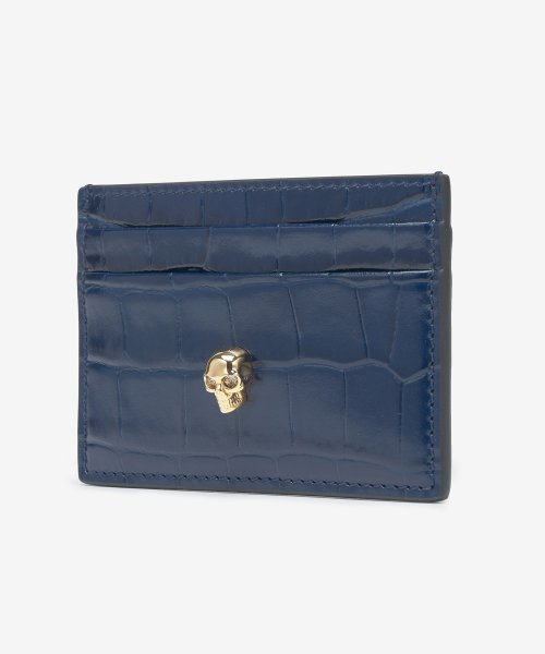 Common Gold Metal Skull Card Holder - Blue 