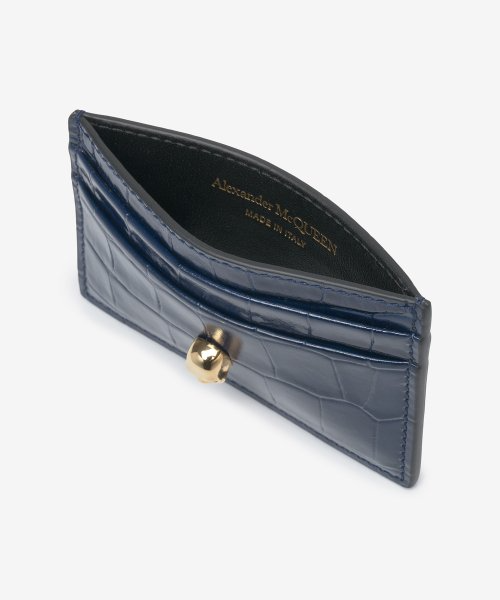 Common Gold Metal Skull Card Holder - Blue 