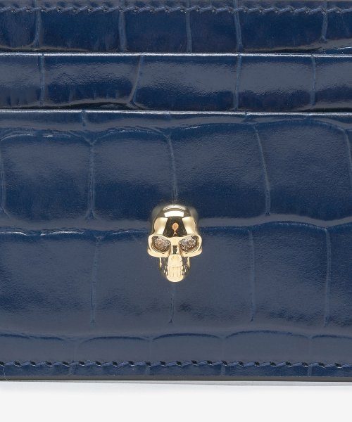 Common Gold Metal Skull Card Holder - Blue 