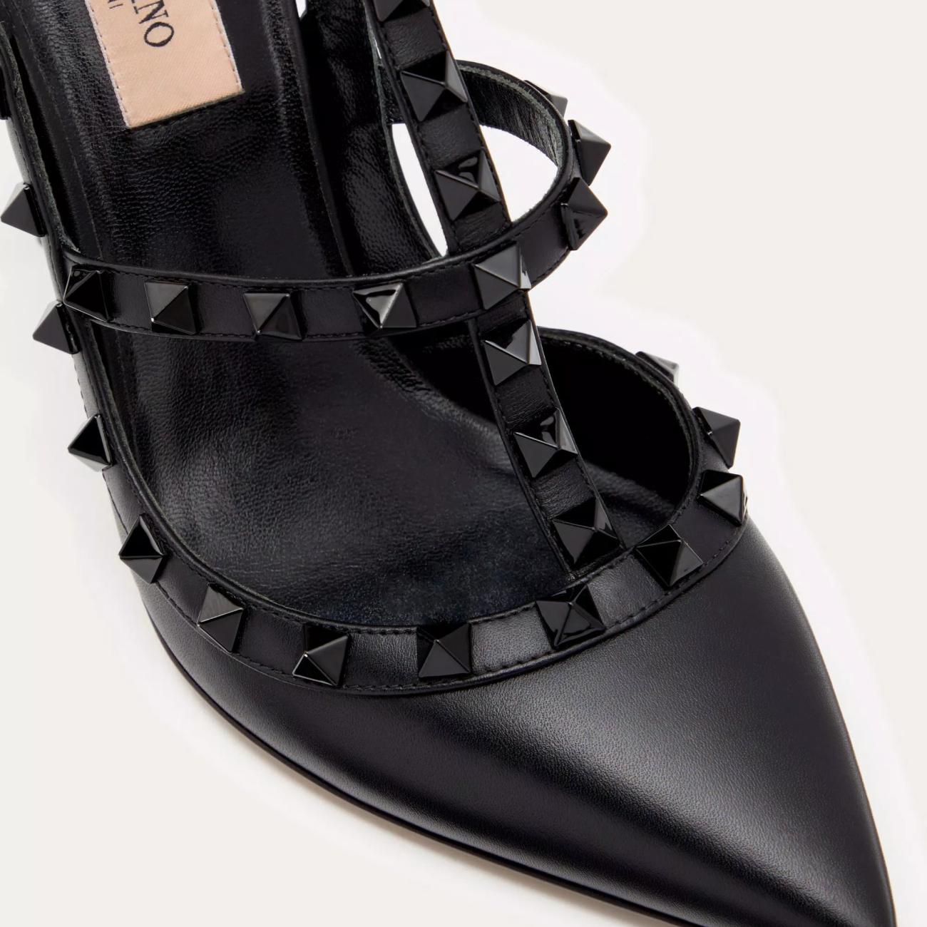 TONE ON TONE STUD EMBELLISHED ROCKSTUD STRAP PUMPS 100MM