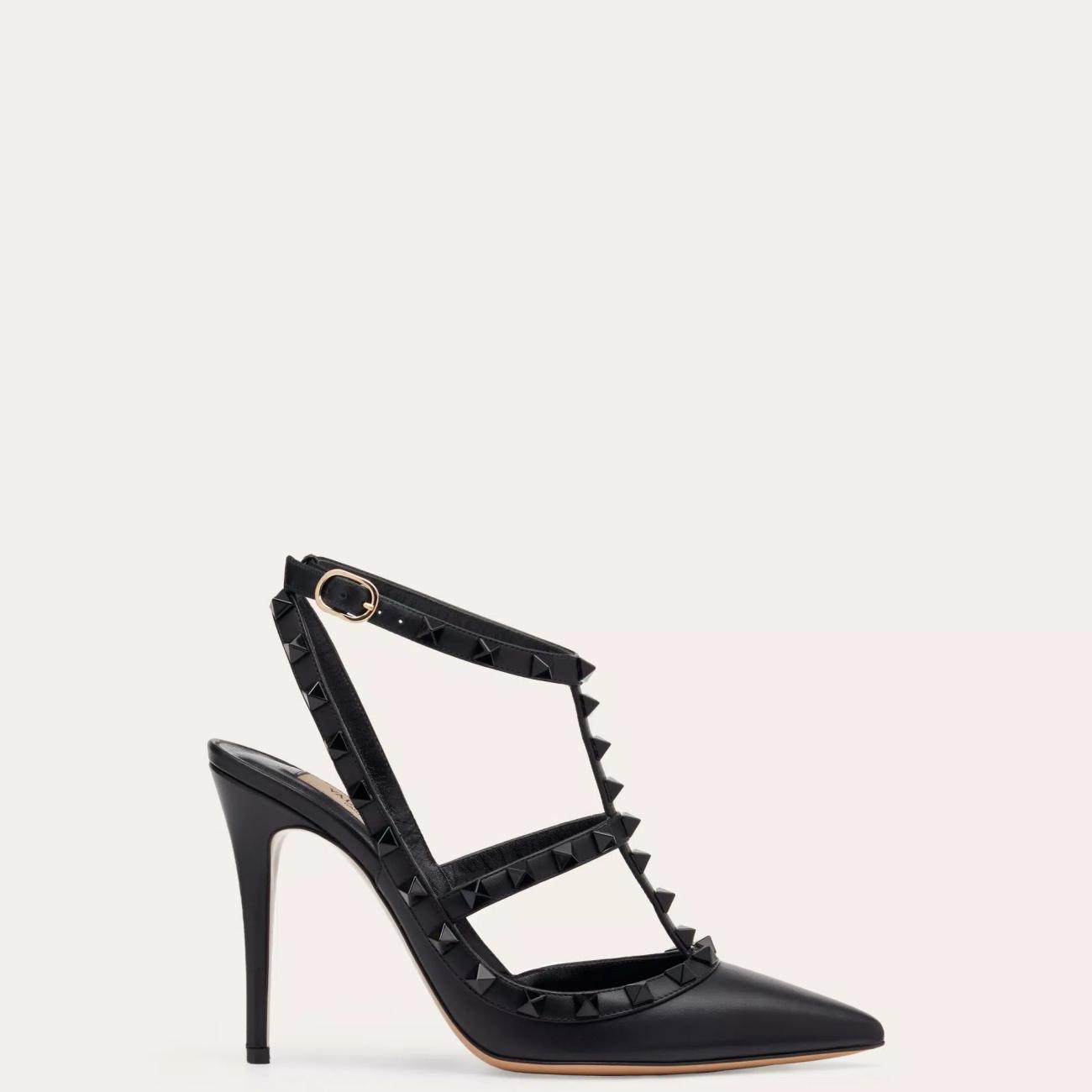 TONE ON TONE STUD EMBELLISHED ROCKSTUD STRAP PUMPS 100MM