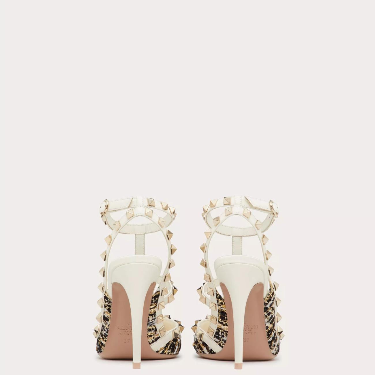 ROCKSTUD TWEED STRAP PUMPS 100MM