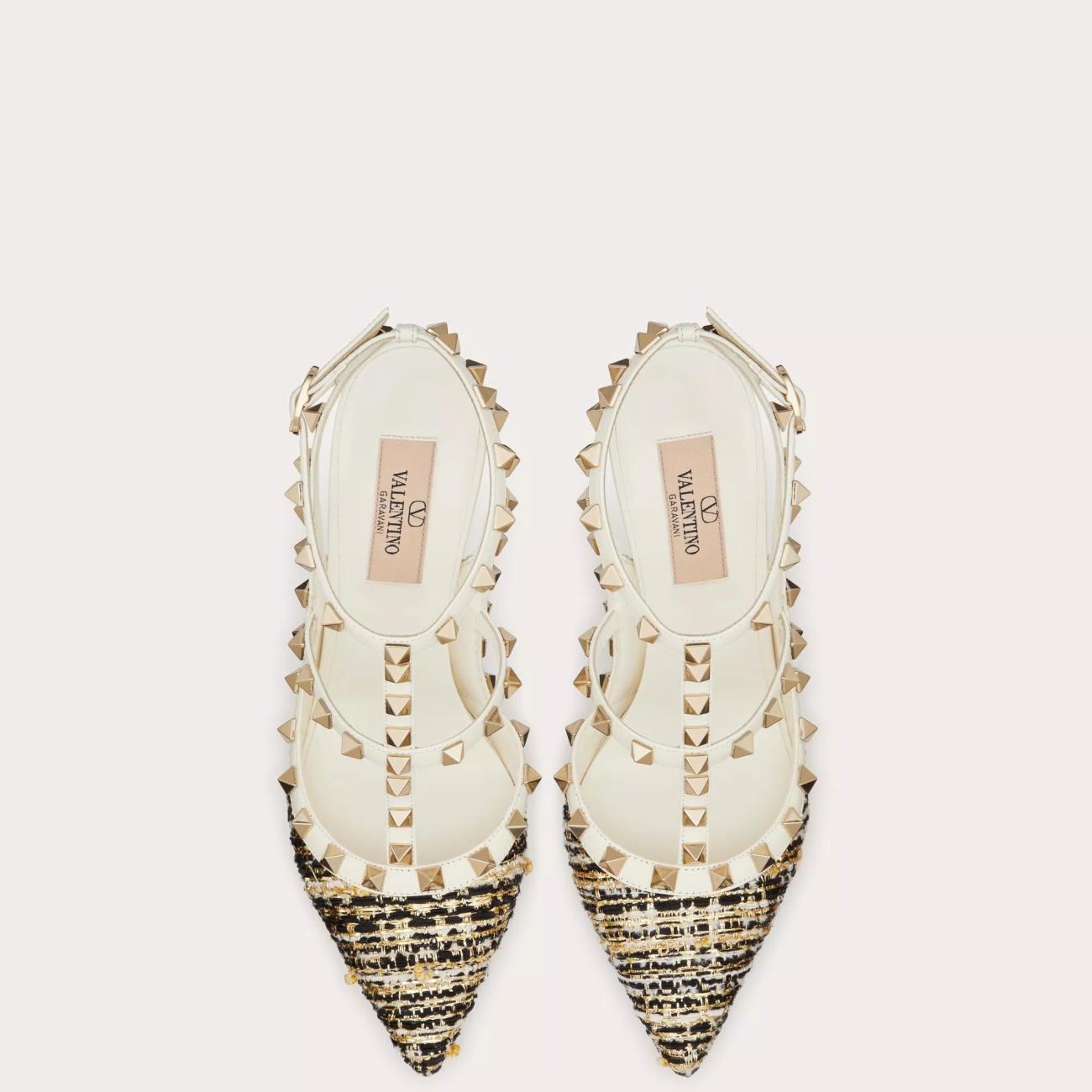 ROCKSTUD TWEED STRAP PUMPS 100MM