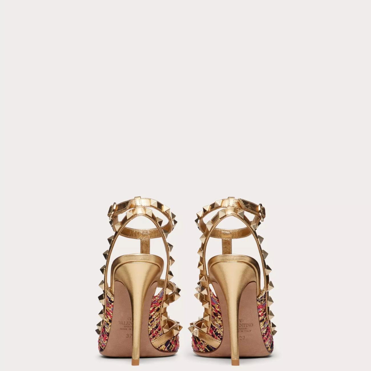 ROCKSTUD TWEED STRAP PUMPS 100MM