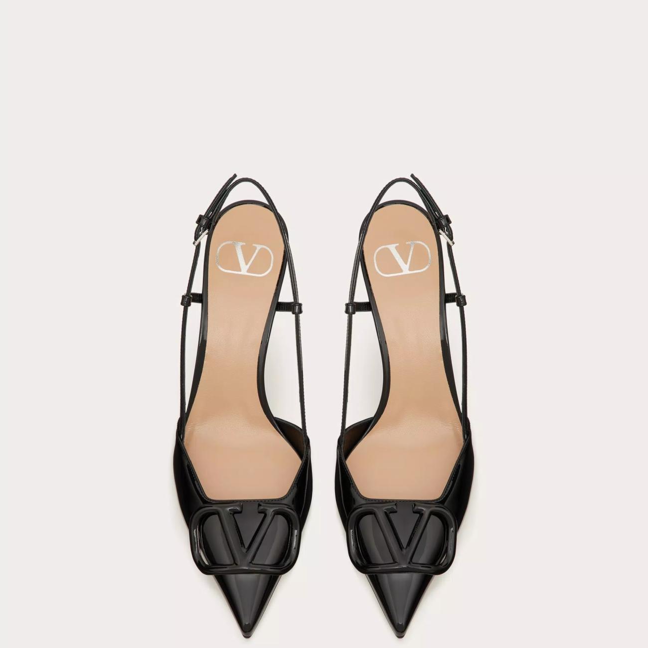 PATENT LEATHER VLOGO SIGNATURE SLING BACK PUMPS 80MM