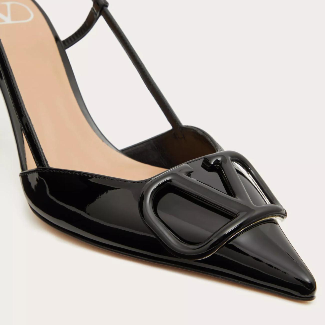 PATENT LEATHER VLOGO SIGNATURE SLING BACK PUMPS 80MM