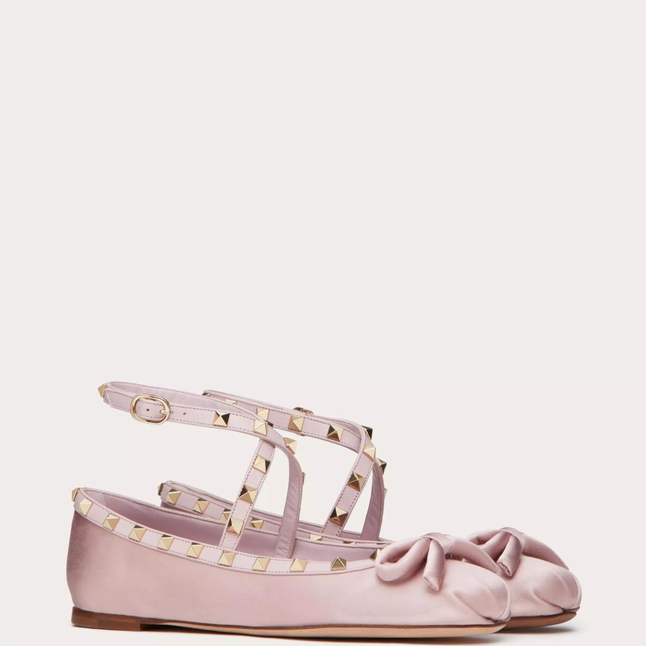 ROCKSTUD SATIN BALLERINA