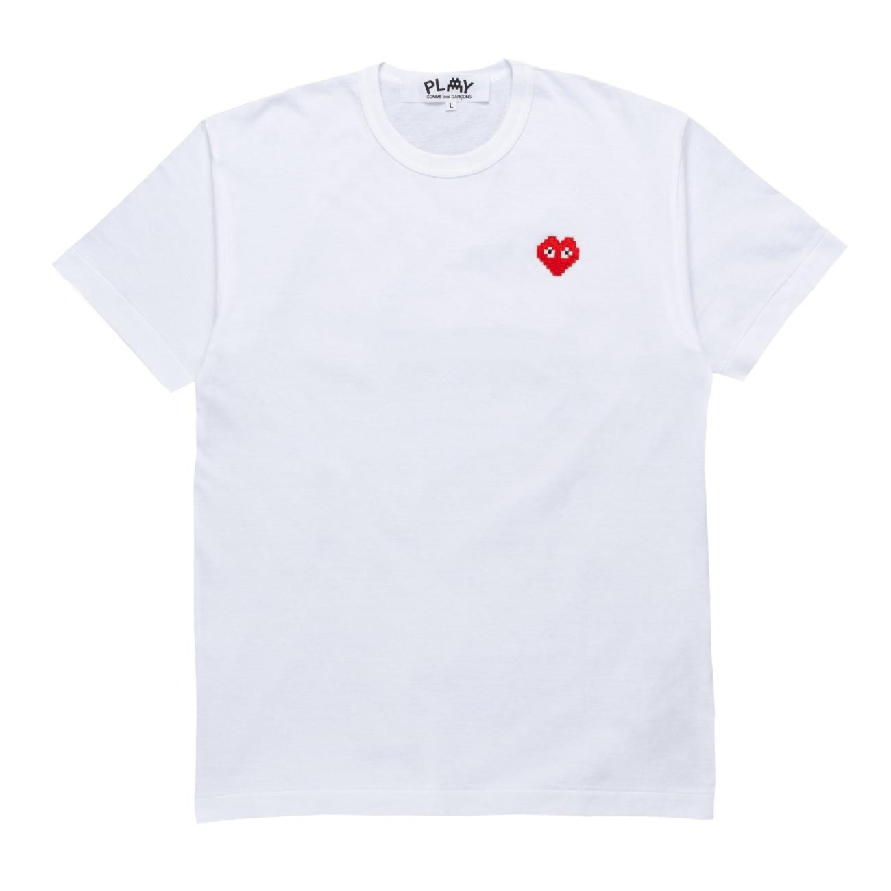 Pixel Red Heart Wappen Short Sleeve Tee white