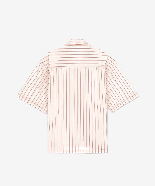 Men's short-sleeved shirt - Off-white: Red stripe