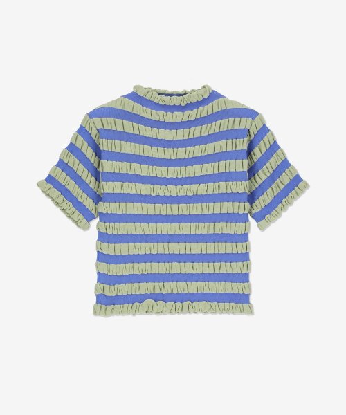 Women's wavy short sleeve top - Blue: Green