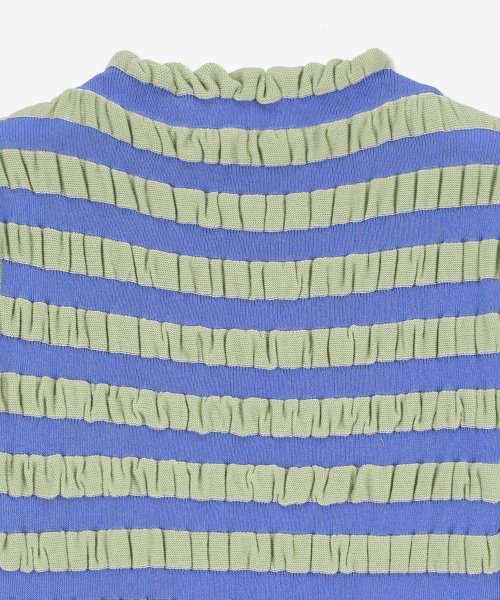 Women's wavy short sleeve top - Blue: Green