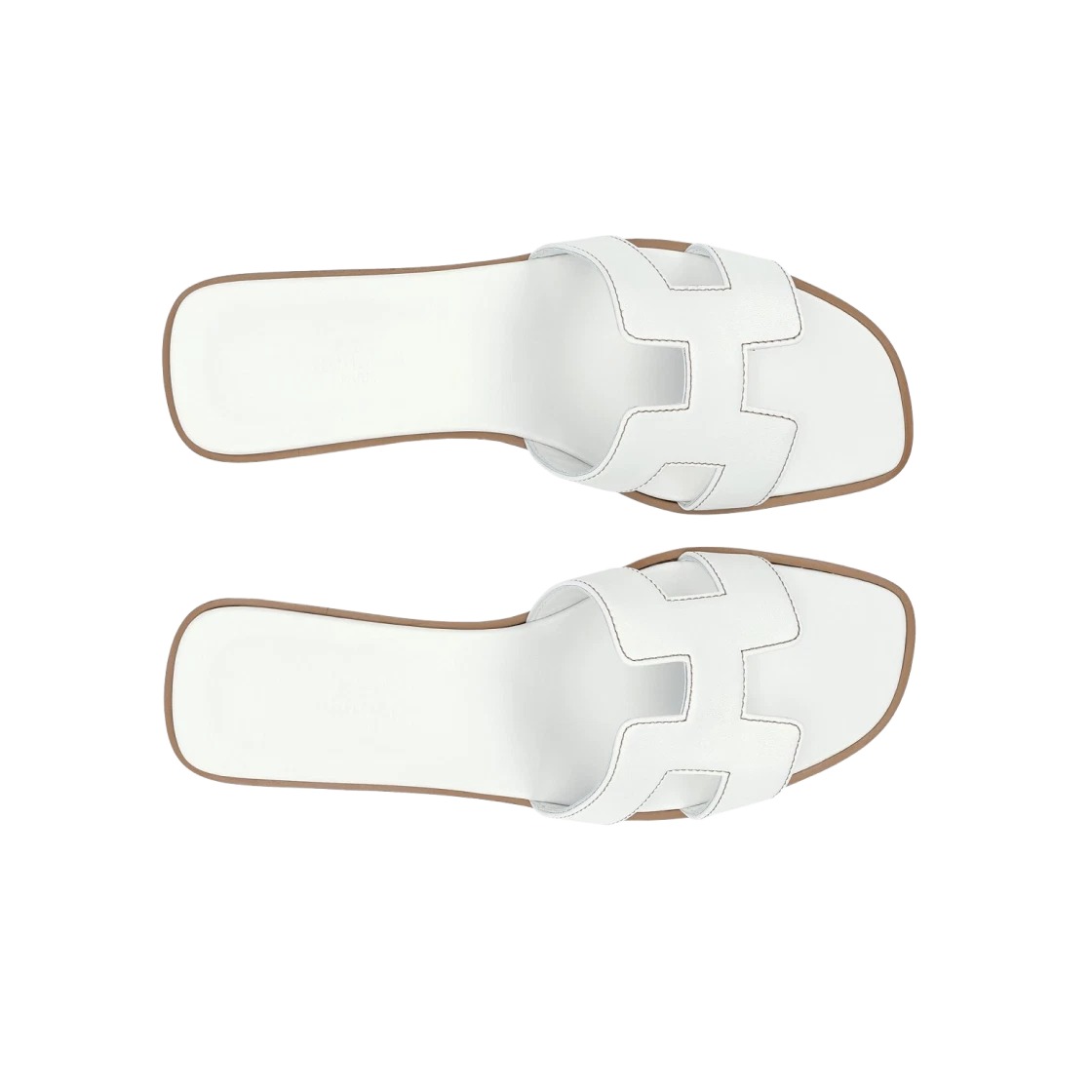 Hermes Oran Sandal Calfskin & Blanc Piqueres Havane