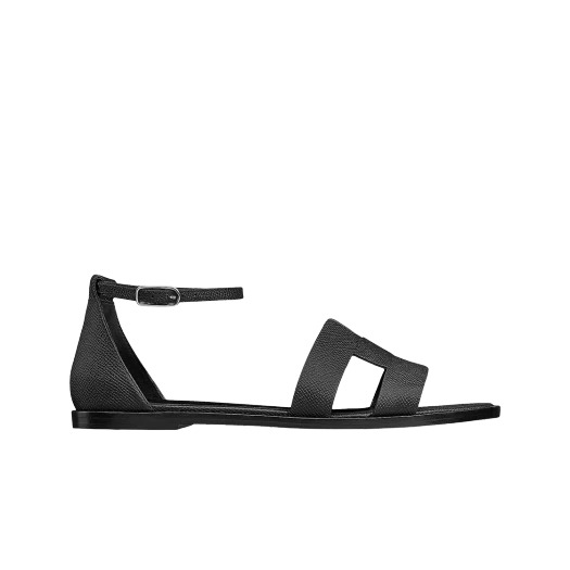Hermes Santorini Sandal Calfskin & Palladium Noir