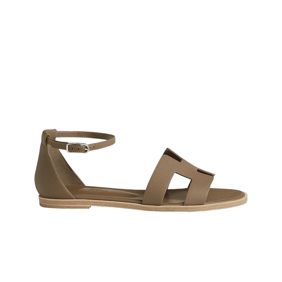 Hermes Santorini Sandal Calfskin & Palladium Etoupe