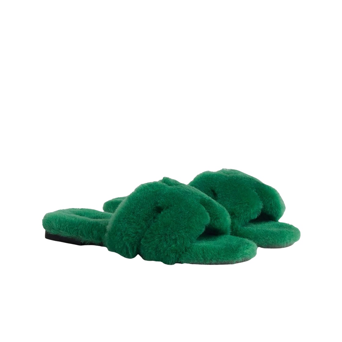 Hermes Oran Sandal Woolskin & Vert Anglais